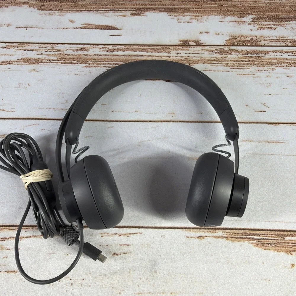 Used Logitech Zone Wired On-Ear Headset Black 981-000876 USB PC Mic Tested